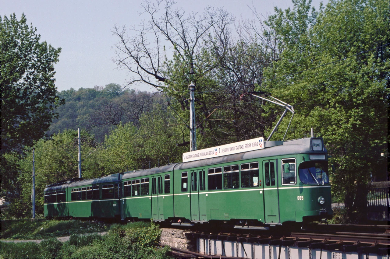 A tram among the trees.