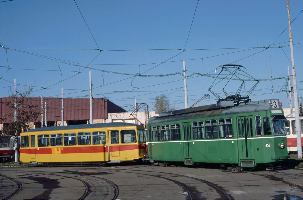 Car 456 alongside other trams.