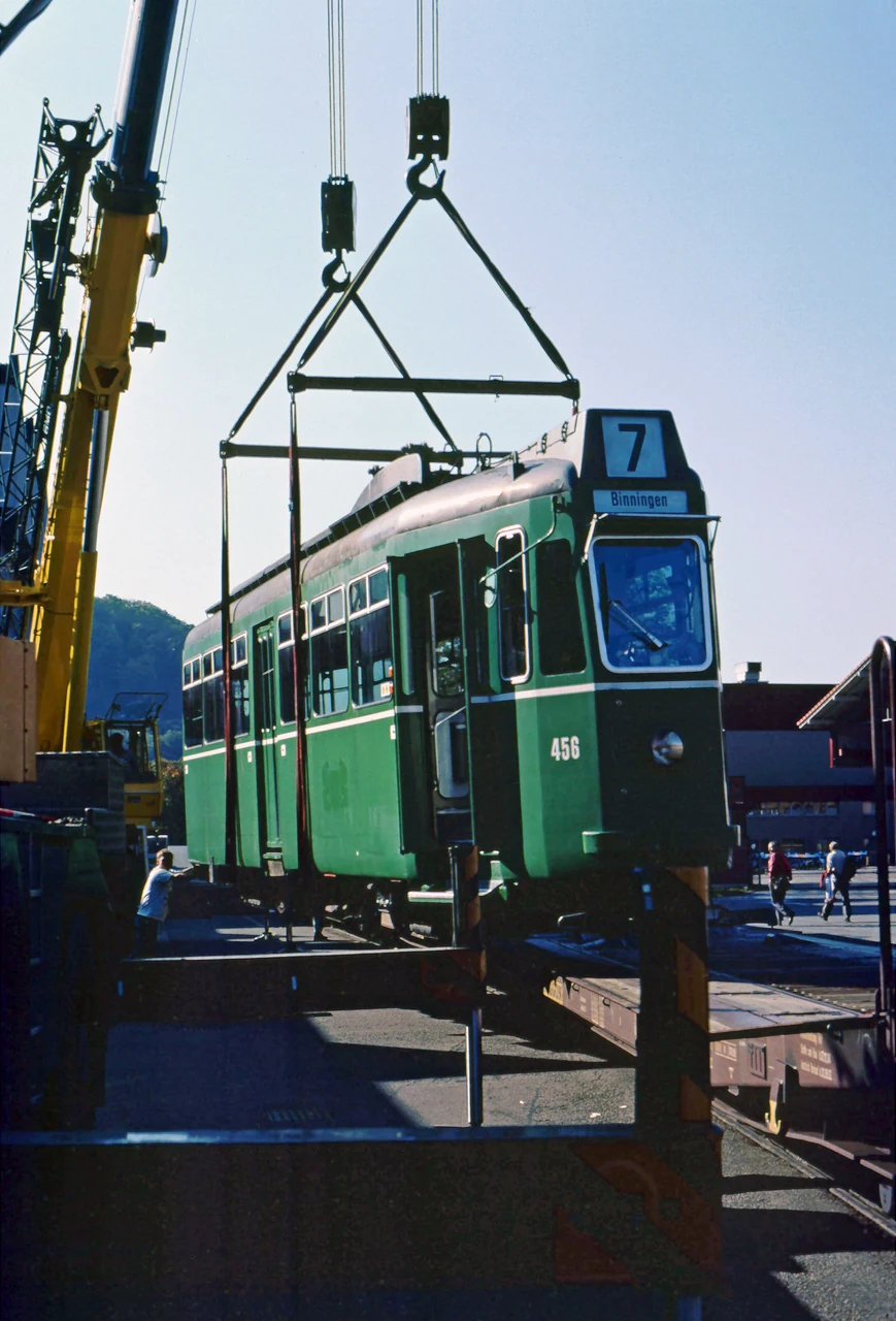 Lifting equipment beside the tram.